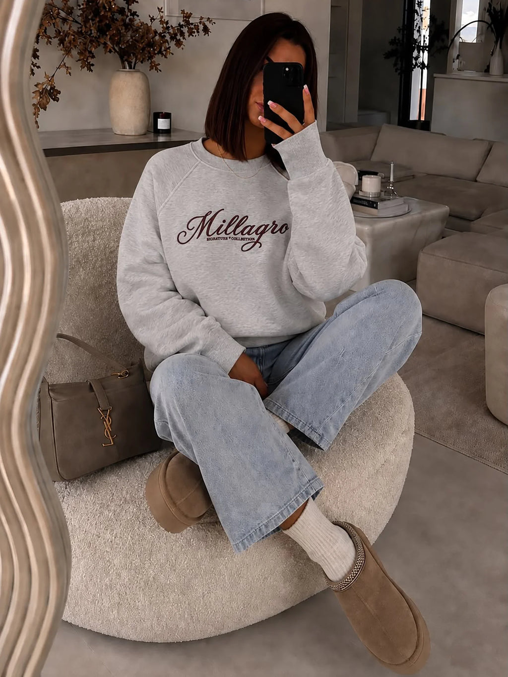 Bluza Millagro Signature szary melanż