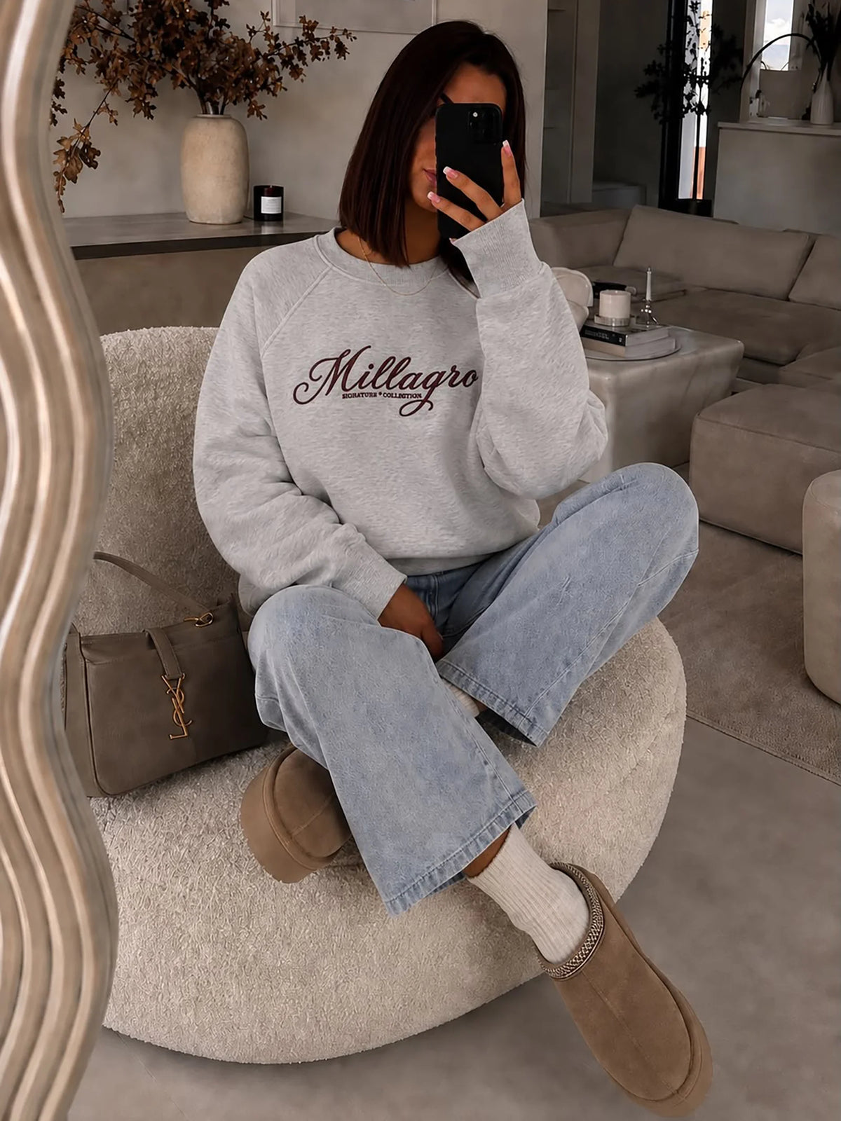 Bluza Millagro Signature szary melanż