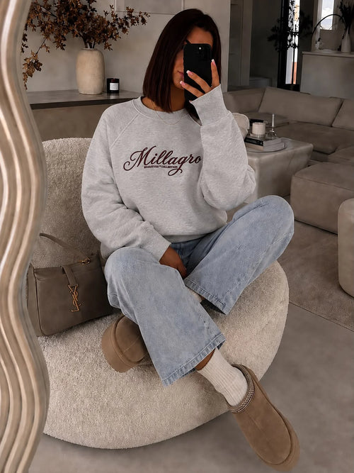 Bluza Millagro Signature szary melanż